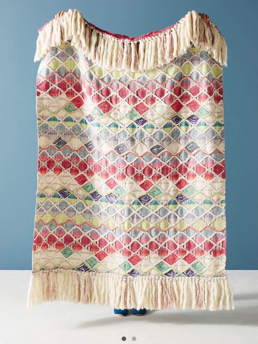 Colorful Geometric Fringe Throw Blanket